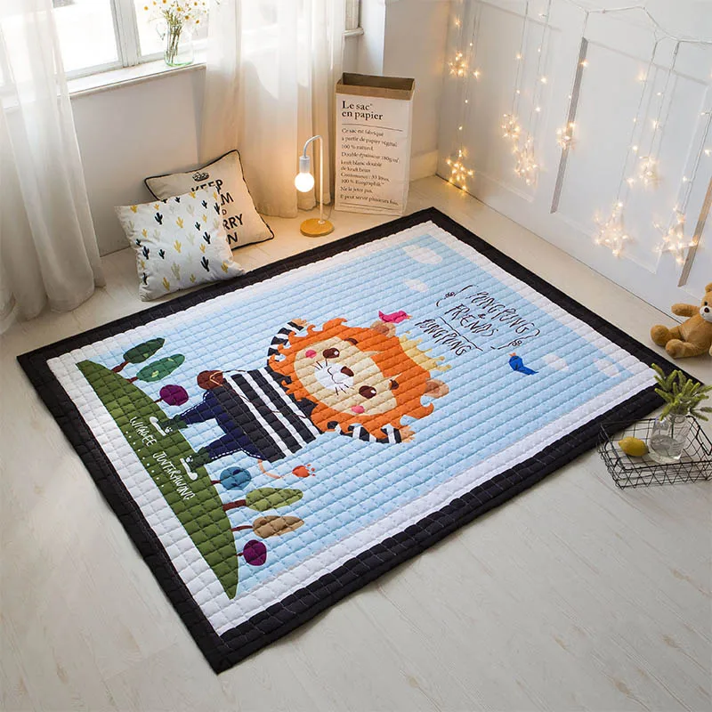 145X195 см детские игровые коврики 1,5 см утолщение мультфильм одеяло детская игра ковер в скандинавском стиле детская комната напольные украшения ковер - Цвет: Розовый