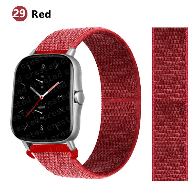 20/22mm Nylon band For Amazfit GTS/2/2e/GTS2 Mini/GTR 3 Pro 42mm/47mm/GTR2/2e/stratos 2/3 Sport Loop Bracelet Amazfit bip strap china red 28