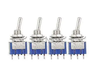 

4 Pcs AC 125V 6A 3 Pin SPDT On/Off/On 3 Position Mini Toggle Switch Blue