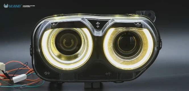 Автомобильный Стайлинг светодиодный фары для Dodge налобный фонарь для Challenger фара- поворотный сигнал с светодиодный последовательный индикатор - Цвет: rainbow