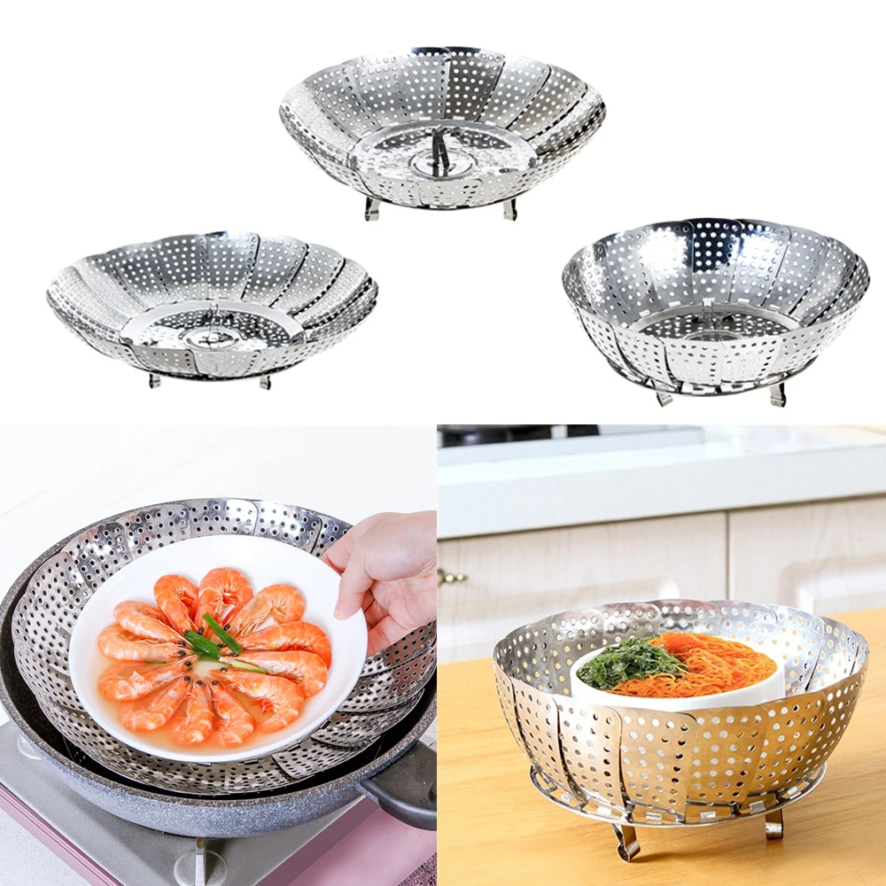 

Retractable Folding Stainless Steel Steamer Steaming Rack Lotus Steamer Home Steaming Dumpling Rack 5