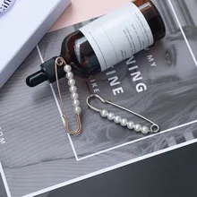 Bezpieczeństwa Pin broszki sweter biżuteria modny damski amulet trzy perły bluzka koszula kołnierz kij Pin szalik ubrania dekory nowy(China)