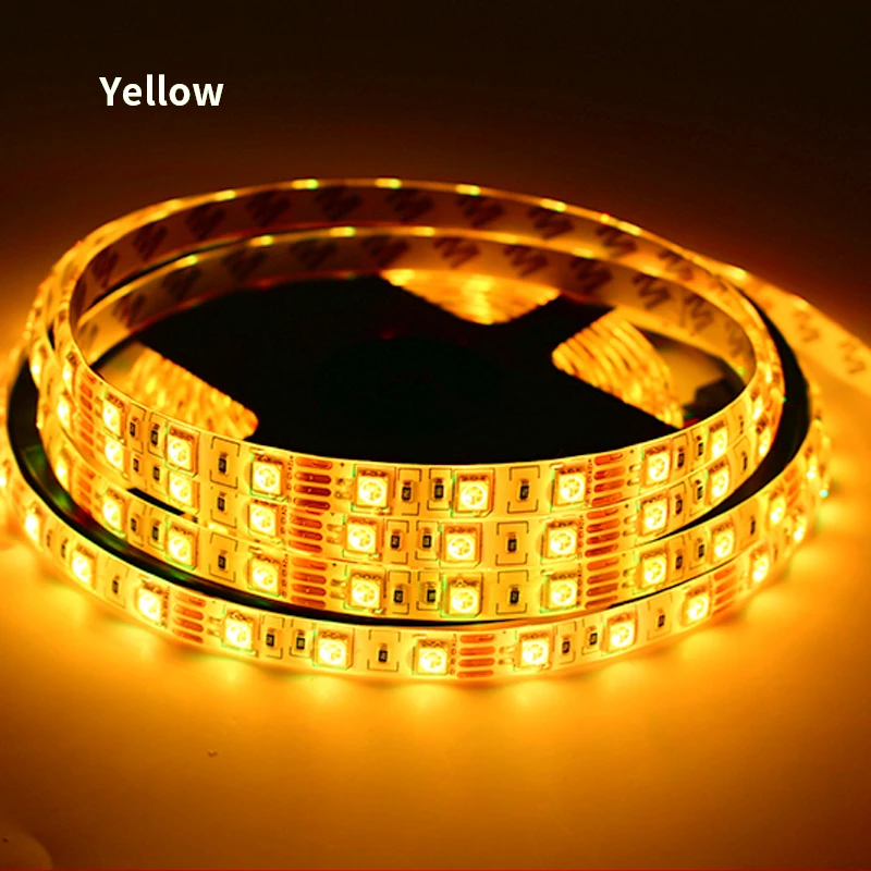 Yellow 12 В светодиодный светильник-лента гирлянда лента 2835 RGB 5 м водонепроницаемый 12 в вольт постоянного тока 60 светодиодный/м RGB светодиодный светильник лампа Диодная лента ТВ ПОДСВЕТКА цветная - Испускаемый цвет: Yellow