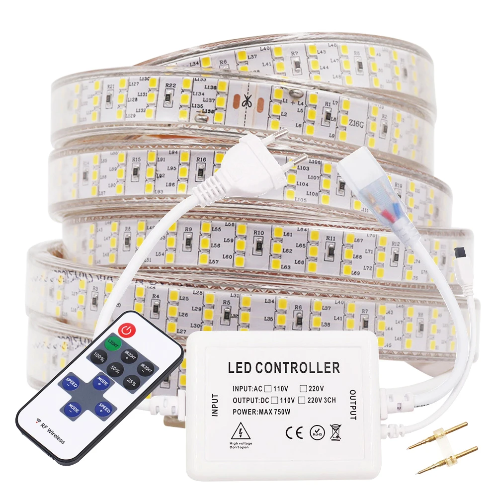Super Bright 2835 5730 LED Strip Light 220V 110V 240Led/276Led Flexible Strip Dimmable Waterproof IP67 Outdoor & Home Decoration