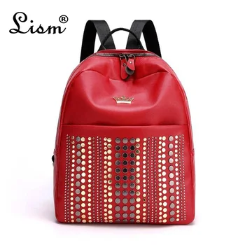 

Famous brand rivet travel backpack female PU leather casual bag girl teenager fashion backpack Mochila2019 autumn and winter new