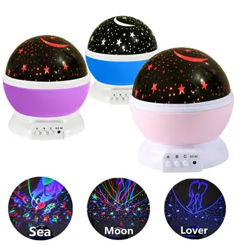 

LED Rotating Projector Starry Sky Night Lamp Projection Light Moon Sky Romantic Night Light 3 Colors for choose