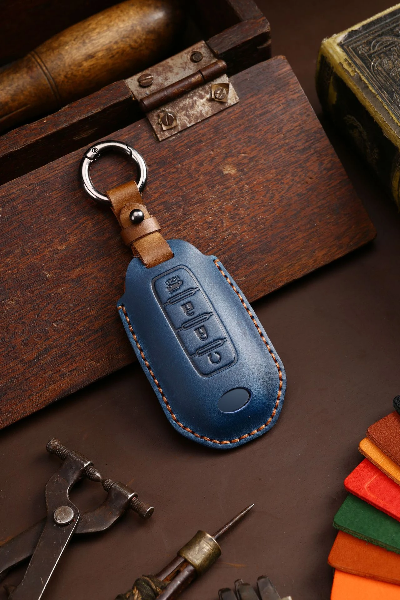 Custodia portachiavi in pelle fatta a mano per Infiniti QX50 QX60 Q70L 2020 rimuovi chiave proteggi guscio 11 5.JPG