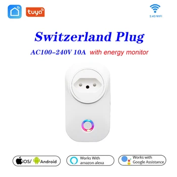 

Tuya WIFI Smart Socket Smart Plug Switzerland Plug 10A Remote Control Alexa Google Home Energy Monitor