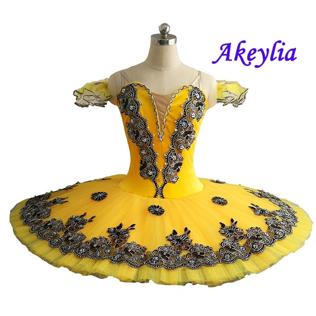 Velvet lemon yellow Professional Ballet Tutu Women Clsssical Tutu Pancake Costume blue Bird Variation Girl black swan lake Child