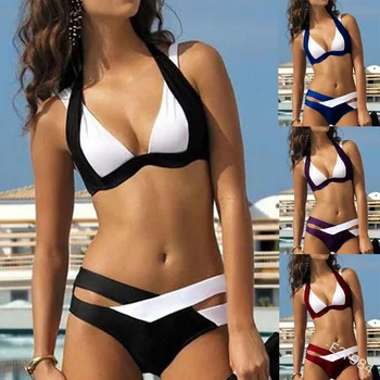 

WEPBEL 2pcs Swim Suit Bikini Set New Women's Sexy Casual Two-Piece Swimsuits Swimwear Swimming