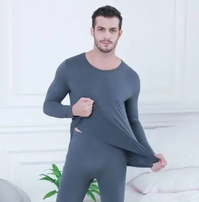 Men Grey Новое поступление, тонкое термобелье размера плюс 3XL-6XXL, комплект кальсоны для мужчин и женщин, теплая одежда, зимний костюм - Цвет: Men Grey