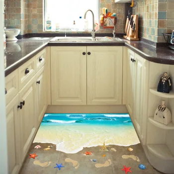 

Originality Beach 3D Wall Sticker Poster Nature Bathroom Decor Kitchen Floor Stickers Nursery Wall Decals Prints Mural Wall Art