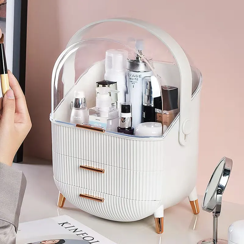 Fashion Big Capacity Cosmetic Storage Box Waterproof Dustproof Bathroom Desktop Beauty Makeup Organizer Skin Care Drawer | Дом и сад