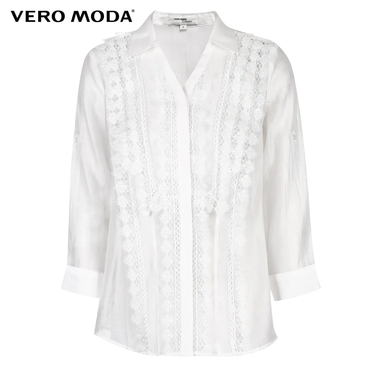 Женская кружевная рубашка с отложным воротником и рукавами 3/4 Vero Moda |