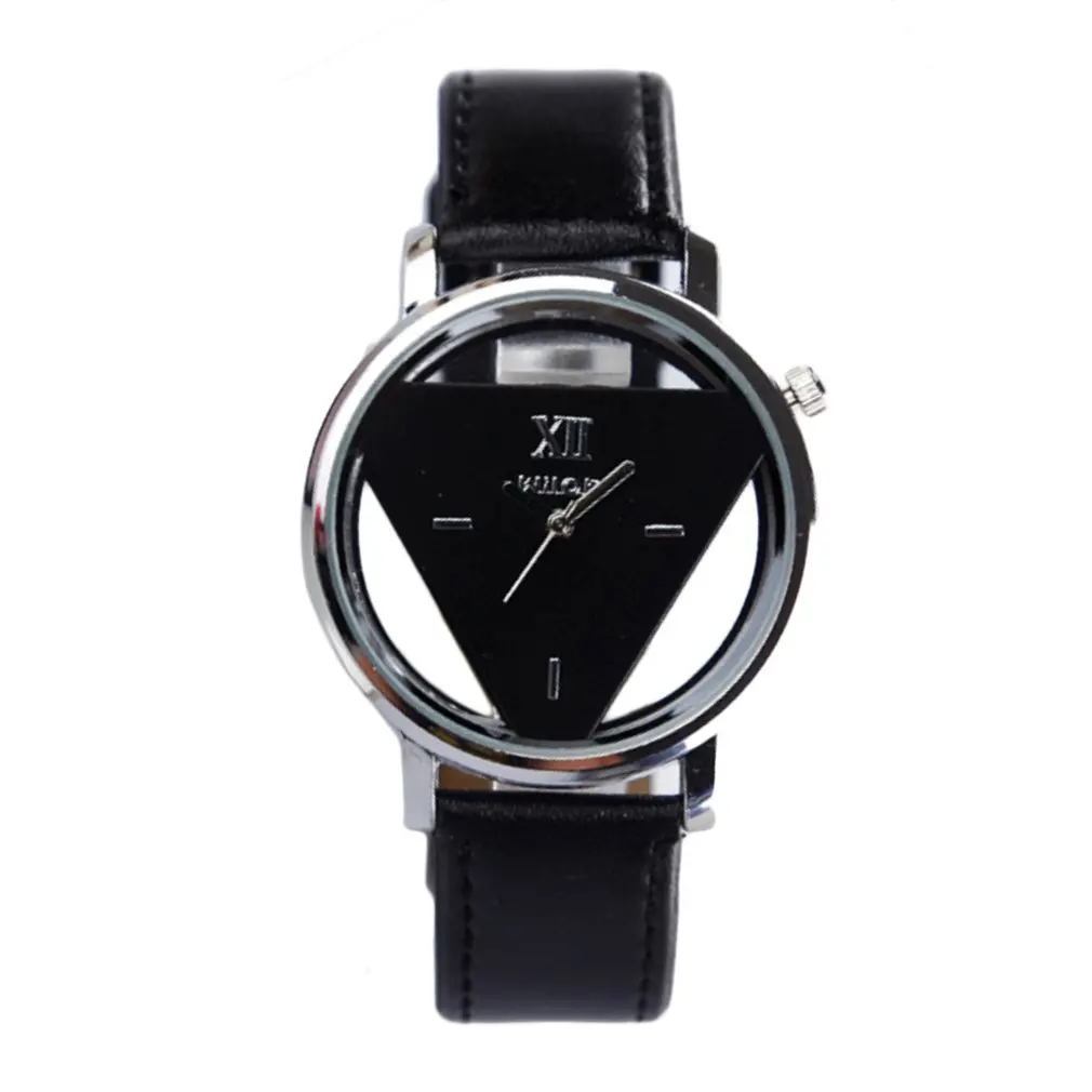 

New Trendy High Quality Quartz Watch Hollowing Out Design PU Leather Strap Round Dial Quartz Watches Exquisite Workmanship