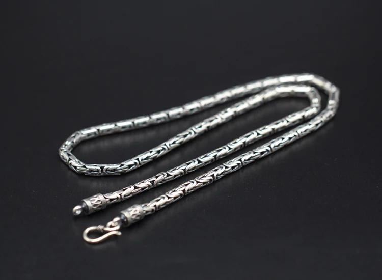 S925 чистое серебряное ожерелье с рисунком мира для мужчин, винтажное ожерелье с рисунком дракона, тайская Серебряная цепочка для свитера, 925 серебряное мужское ожерелье