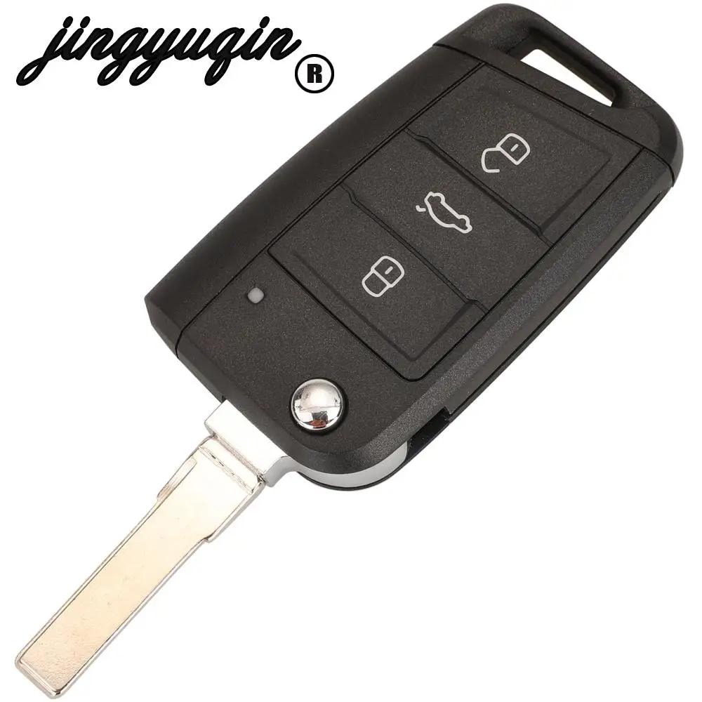 Jingyuqin 3 버튼 플립 자동차 원격 키 쉘 자동 케이스 VW 골프 7 Sportsvan GTI MK7 Skoda Octavia A7 좌석 HU66/HU162t 블레이드