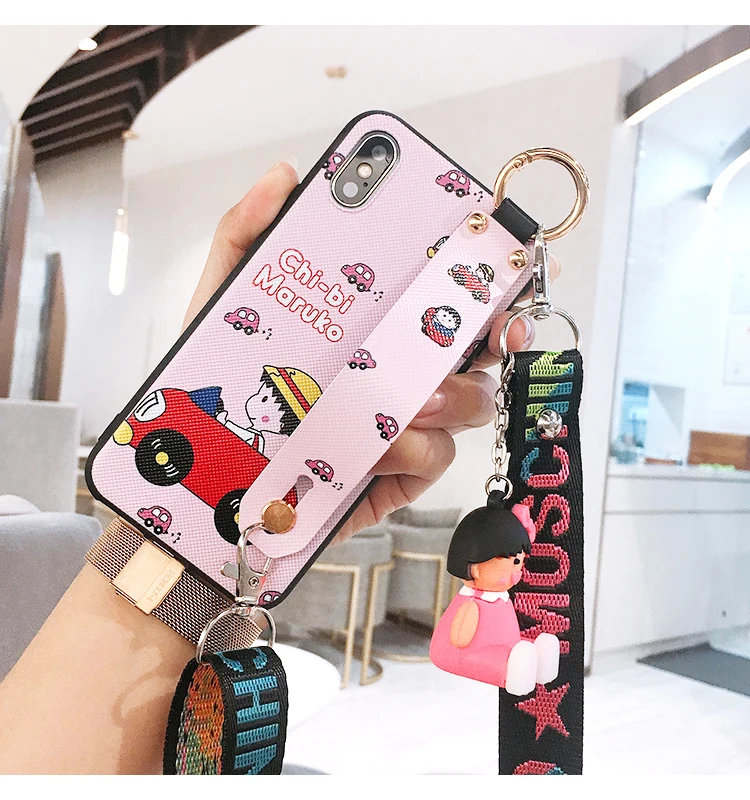 Oneplus 7 pro Crayon Shin-Chan Wrist Strap Soft TPU Phone Case for Oneplus 3 3T 1+5 5T One plus6 6T 1+7 Cute Case+ toy+ Strap