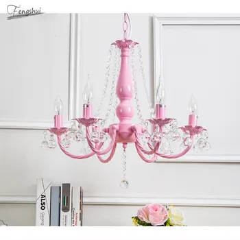 

Nordic Countryside Romantic Girl Children Room Chandelier Loft Bedroom Dining Room Hanging Lamp Cafe Bar Crystal Decor Luminaria