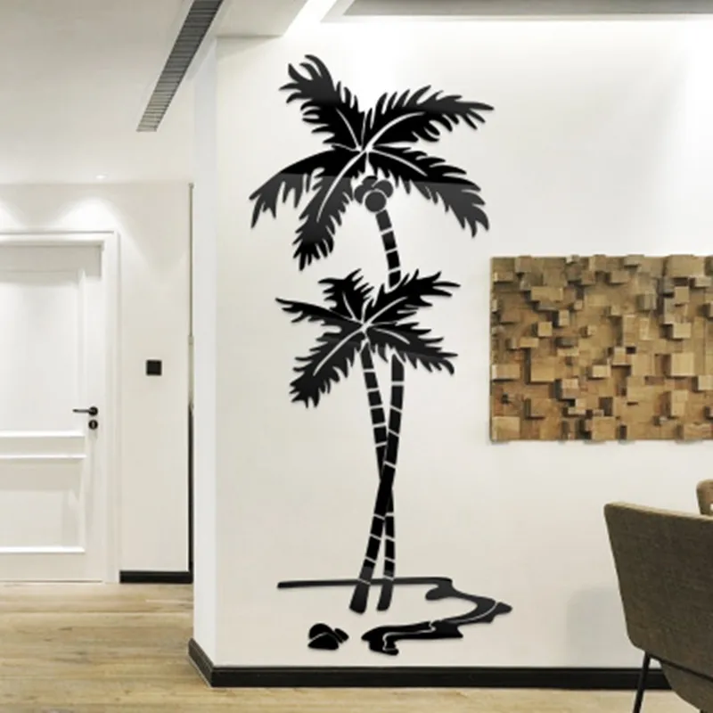Кокосовая пальма, акриловые 3d стерео наклейки на стену, крыльцо, гостиная, диван, ТВ, фон для стены, креативное украшение, домашние наклейки на стену