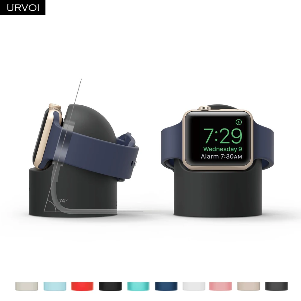 Подставка URVOI для apple watch series 6 SE 5 4 3 2 1 держатель watchOS ночная подставка силиконовая
