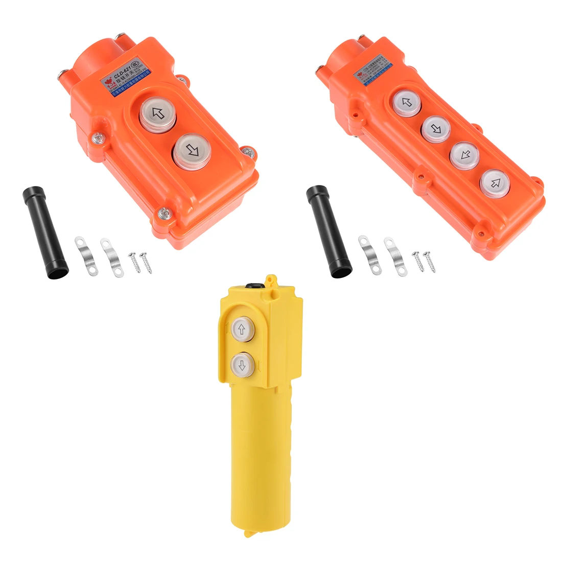 

uxcell 1pc Push Button Switch 1pc Rainproof Hoist Crane Pendant Control Station 2-4 Ways Orange Momentary ABS Metal