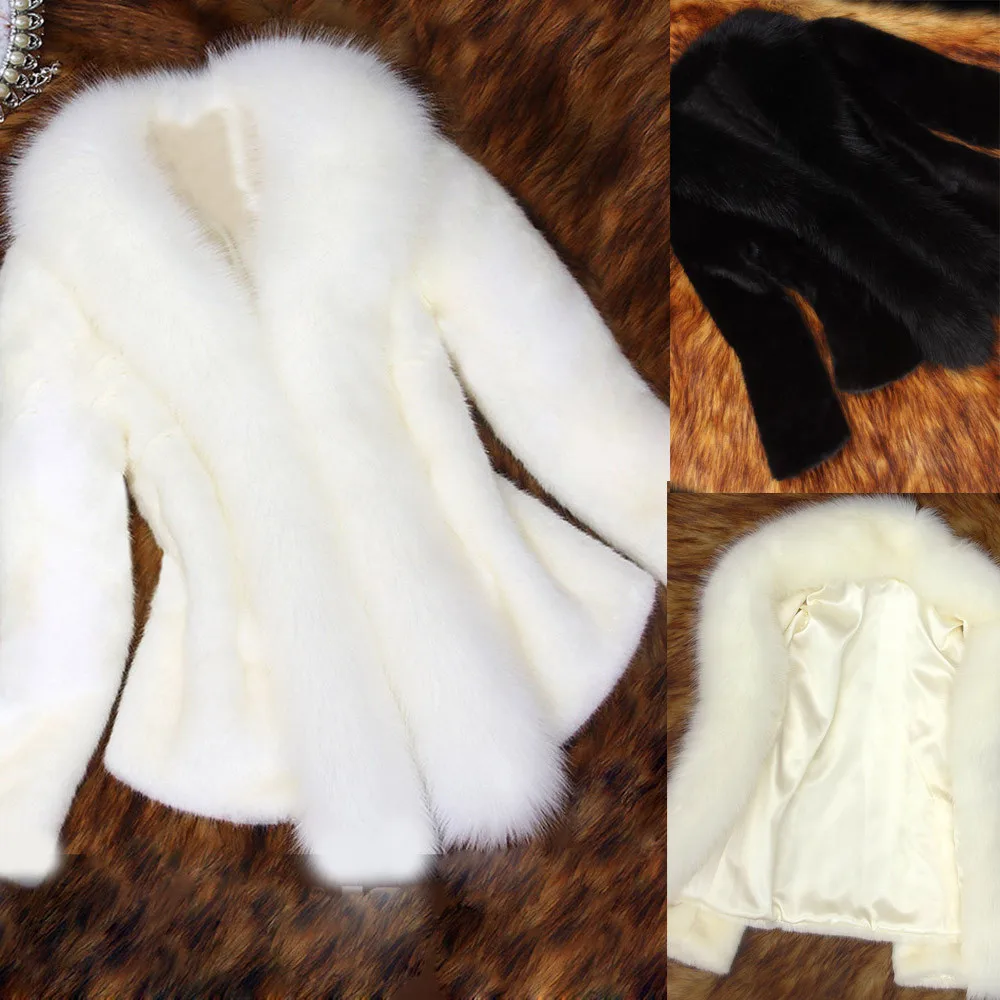 Элегантное пальто с воротником из искусственного меха для женщин; сезон осень-зима; теплый кардиган; Меховая куртка; женское плюшевое пальто с карманами; Повседневная Верхняя одежда с открытым ПЕРЕДОМ