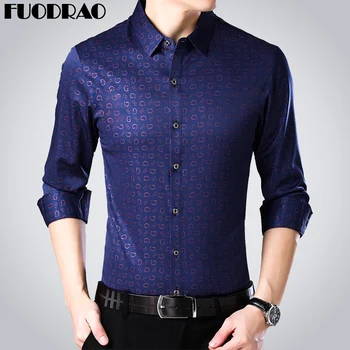 

New Men's Shirts Letter Print Casual Shirt Long Sleeve Camisa Masculina Slim Fit Social Shirts Men Clothing E012