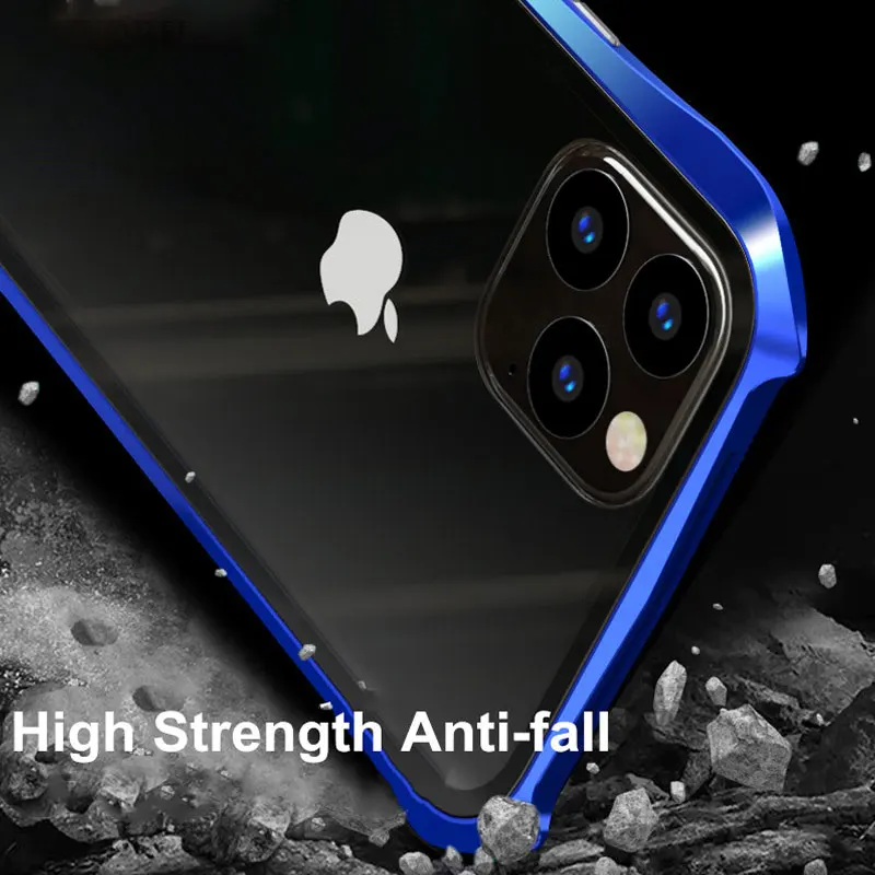 Для iphone 11 Pro Max полный защитный чехол Магнитная Адсорбция металлическая рамка+ закаленное стекло чехол для телефона iphone 11 чехлы