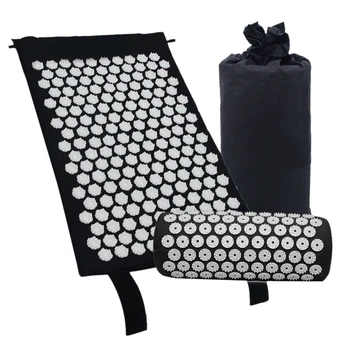 

Acupressure Massage Mat with Pillow for Stress/Pain/Tension Relief Body relax(black)