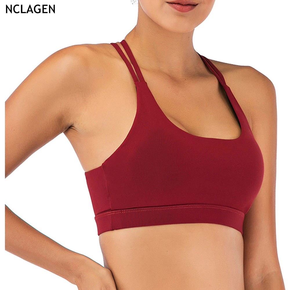 NCLAGEN, женский бюстгальтер для йоги, перекрестный спортивный костюм, эластичный нейлоновый спортивный костюм, пуш-ап, для тренировок, анти-пот, быстросохнущий, сексуальный, анти-пот, укороченный топ