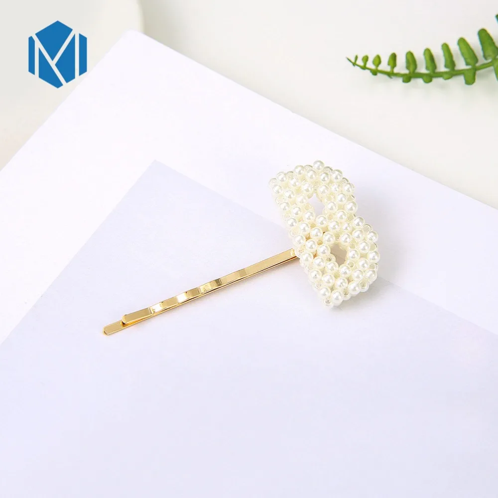 M MISM INS НОВЫЕ геометрические корейские жемчужные заколки для волос буквы Стразы золотистые шпильки для волос женские заколки аксессуары для волос