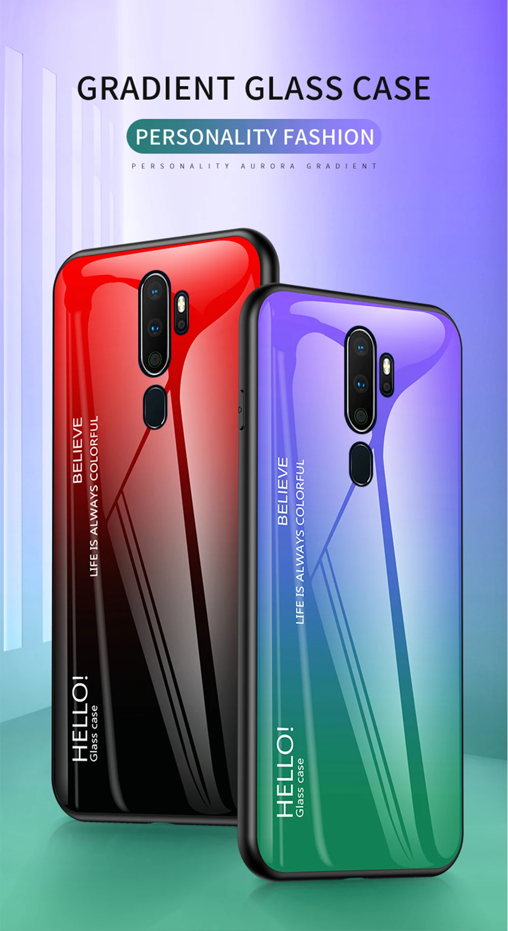Модный градиентный стеклянный чехол для телефона Oppo A9 A5 силиконовый полный защитный бампер для Oppo A11 A11X задняя крышка для телефона