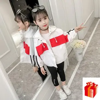 

Girls Spring and Autumn Coat 2019 New Korean Blouses Girls Casual Jacket Baseball Uniform Girls Short Trench Coat 4 6 8 10 12Y