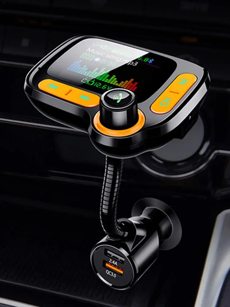 Автомобильный fm-передатчик Pantalla A цветной Bluetooth 5,0 беспроводной модулятор Mp3 плеер QC 3,0 двойной USB зарядное устройство Голосовая передача