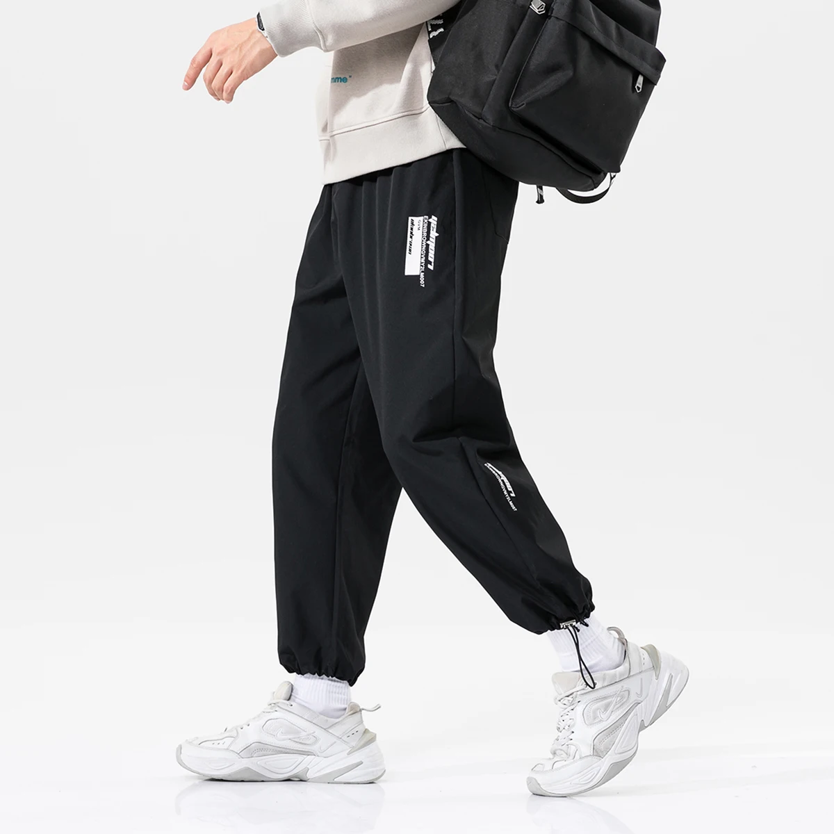 

Cargo Pants Men Streetwear Hip hop Pocket Loose Joggers Elastic waist Plus size Ankle length Trousers