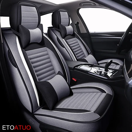 ETOATUO универсальные льняные Чехлы для автомобильных сидений для Honda все модели URV CRV CIVIC fit accord jazz XRV city HRV vezel Insight Spirior car - Название цвета: gray luxury
