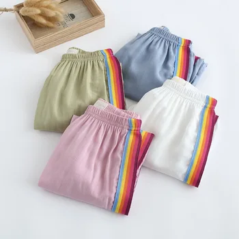 

Baby Girls Color Stripe Casual Pants Ankle-length 2020 Summer Childrenswear Wholesale