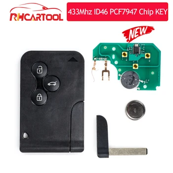 

OBD2 433Mhz 3 Button ID46 PCF7947 Chip Smart Remote Key with Emergency Insert Blade For Renault Megane Scenic 2003-2008 Key Card