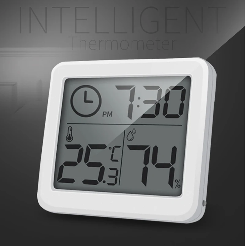 Ультратонкий цифровой термометр-гигрометр 3," ЖК-дисплей Многофункциональный электронный измеритель температуры и влажности монитор Часы