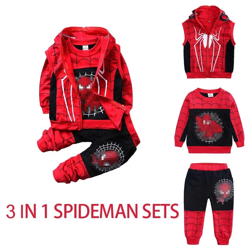 

3 IN 1 Boys Clothes Sets Cartoon Baby Kids Outwear + T-Shirt+ Pants Sweater Jacket 1-4Y