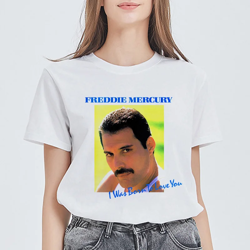 Эффектная футболка Freddie Mercury The queen Band, женская футболка большого размера, винтажные Женские повседневные топы Harajuku, эстетичные футболки для девочек