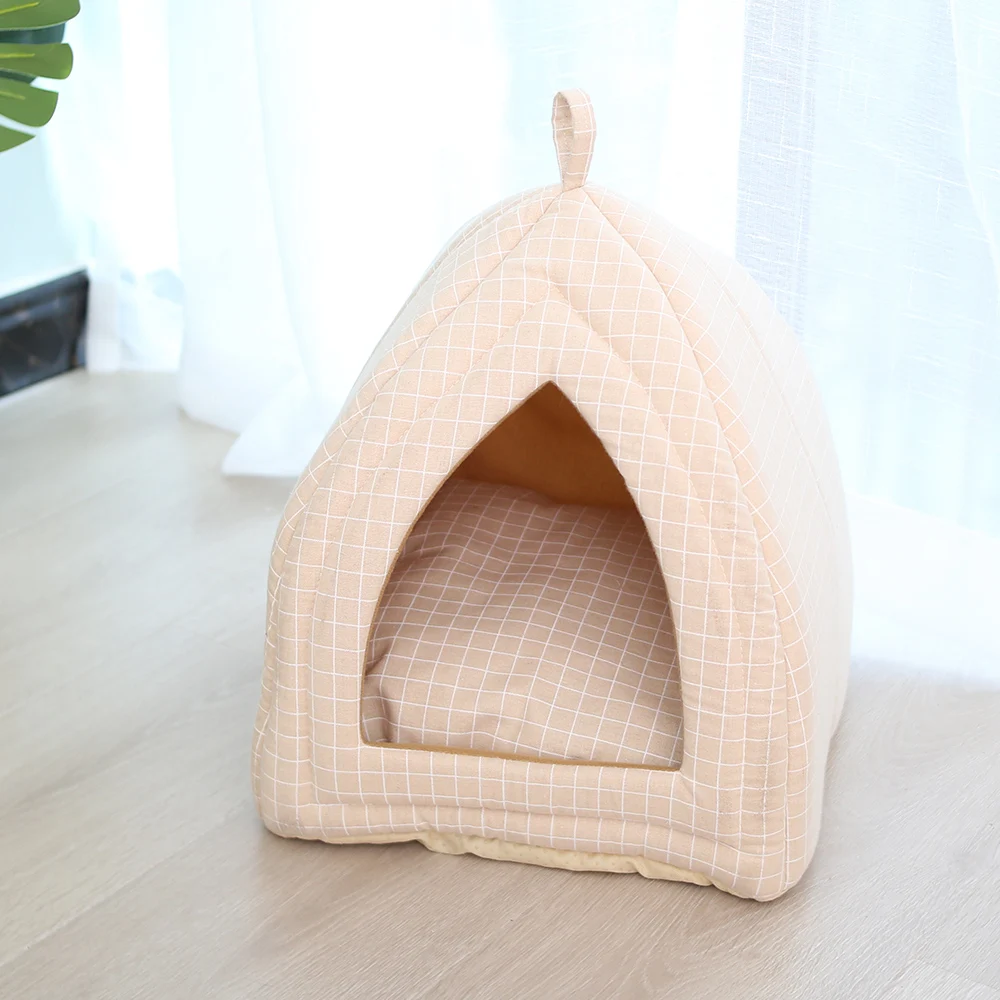 Моющийся материал кошка кровать складной мягкий конус форма будка для питомца теплая собака кошка кровать спящий дом изделия для домашних кошек - Цвет: 1