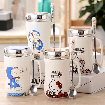 

Mug Cute Mug Ceramic Cup With Lid With Spoon Large Capacity Office Couple Cup Mug With Spoon Cup Cute Mug