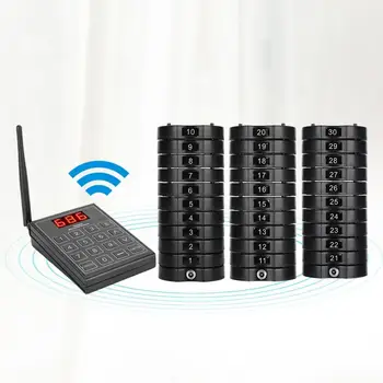 

668-S Restaurant Pager Wireless Calling System Queuing Buzzer with 30 Coaster Receivers Guest Paging-Queuing System 100-240V
