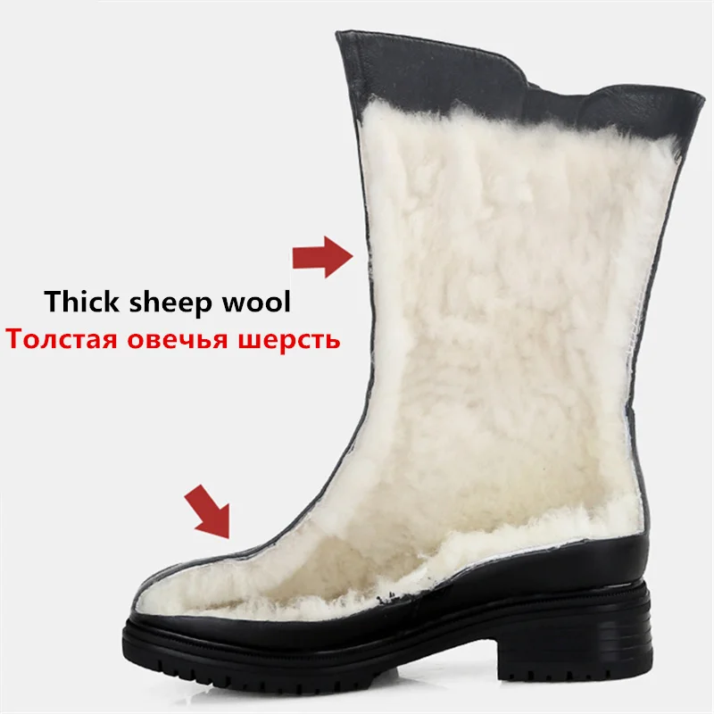 MORAZORA/Новинка года; ботинки из натуральной кожи; женская обувь из овечьей шерсти; теплые зимние ботинки; женские ботильоны