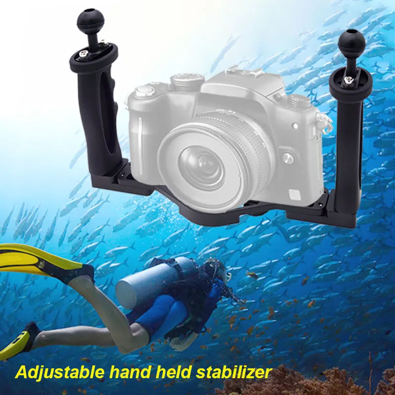 Dual Handheld Stabilizer Diving Underwater Camera Housings Tray/Grip Waterproof With Double Handle For e Port Waterproof Case