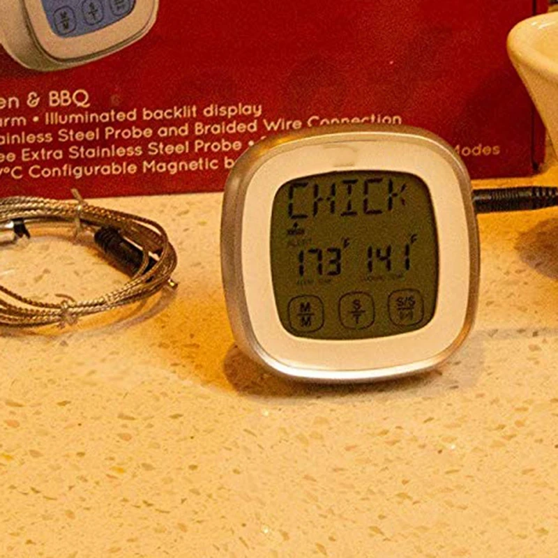 Digital Meat Thermometer for Grill- Oven Smoker Kitchen Cooking Instant Temperature Reader Gauge with Metal Wired Spare Probes
