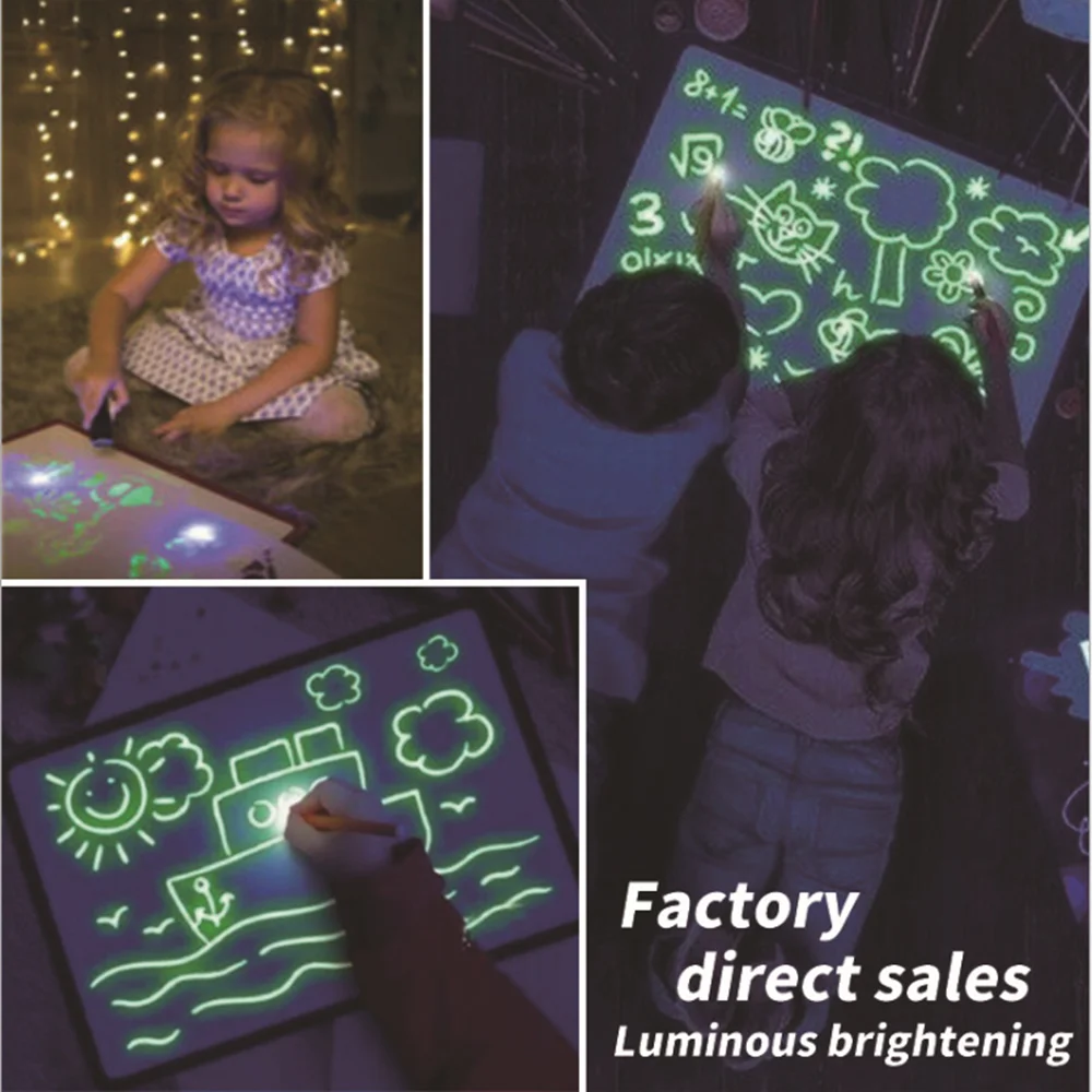 A5/A4/A3 Russian LED Light Fluorescent Drawing Message Writing Board Children Toys Gift