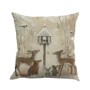 

Christmas Printing Dyeing Sofa Bed Home Decor Pillow Cover Cushion Cover christmas decorations for home новогодние украшения25